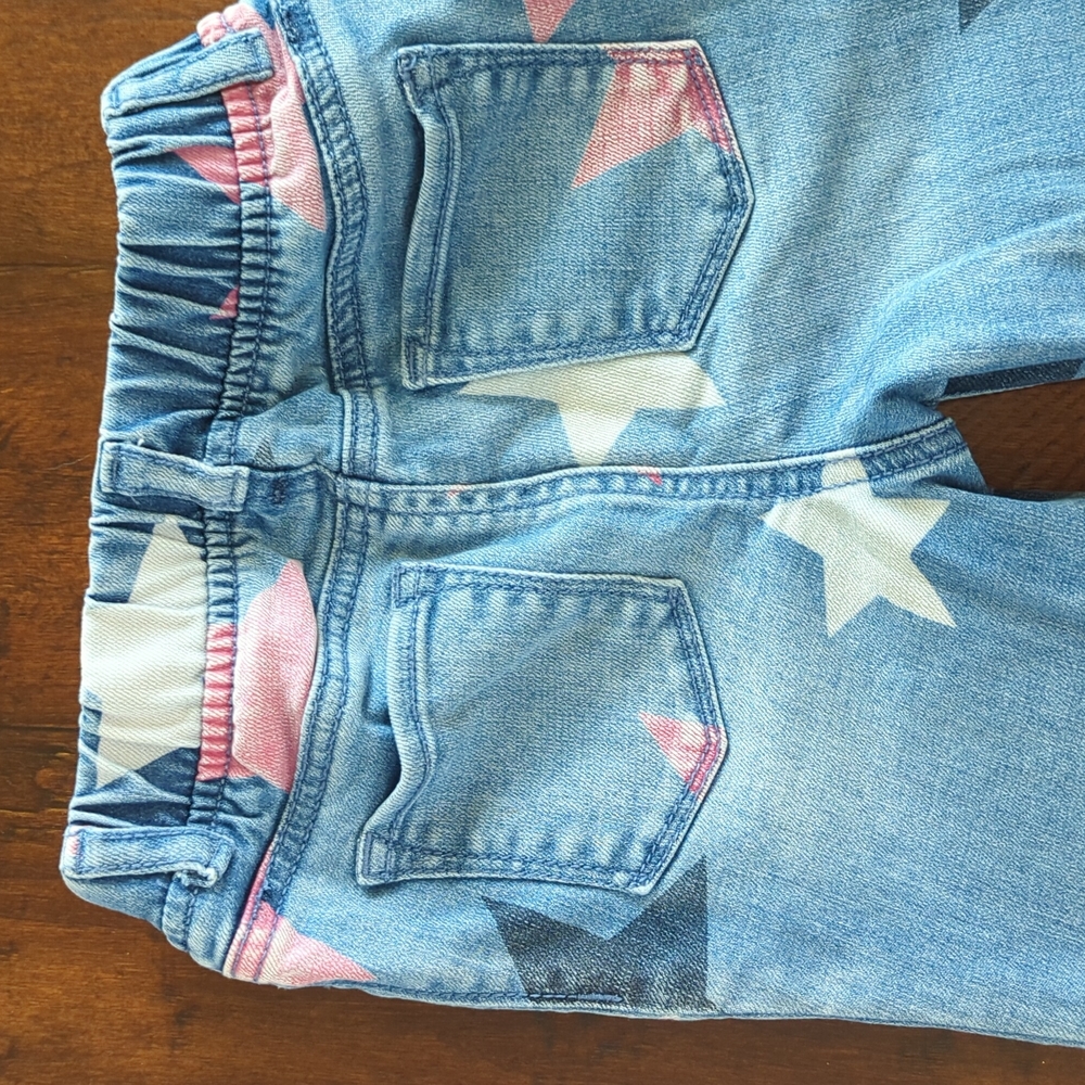 GAP legging jeans, Star pattern, pink, white, navy stars on jeans, size 5. - Picture 3 of 7